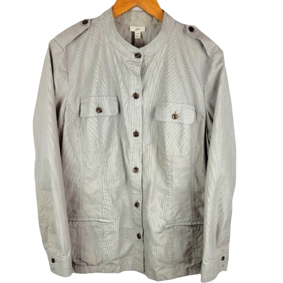 J. Jill Jackets & Blazers - J.jill Stretch Striped Button Front Utility  Jacket. Sz Large